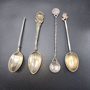 Collectible Sterling Silver Souvenir Spoons Set Europe and East 1800s CT35F